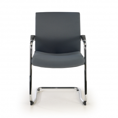silla confidente gris tejido piel sintetica brazos tapizados 3