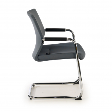 silla confidente gris tejido piel sintetica brazos tapizados 4