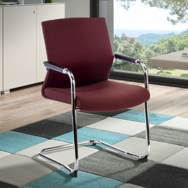 silla confidente marron tejido piel sintetica brazos tapizados 2