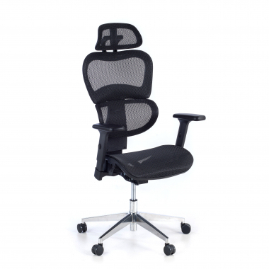 silla ergonomica negro estructura negra base cromada malla brazos regulables 3d doble soporte lumbar reposacabezas 1