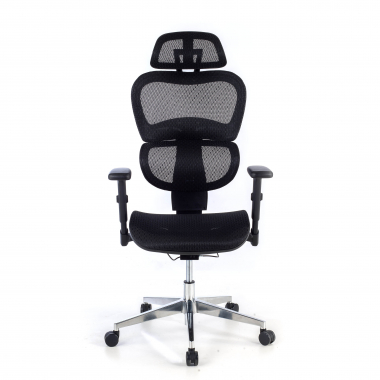 silla ergonomica negro estructura negra base cromada malla brazos regulables 3d doble soporte lumbar reposacabezas 5