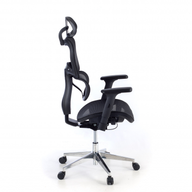 silla ergonomica negro estructura negra base cromada malla brazos regulables 3d doble soporte lumbar reposacabezas 6