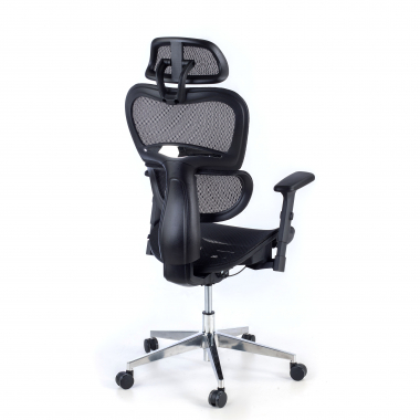 silla ergonomica negro estructura negra base cromada malla brazos regulables 3d doble soporte lumbar reposacabezas 7