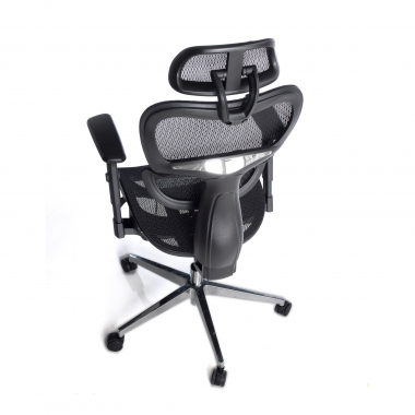 silla ergonomica negro estructura negra base cromada malla brazos regulables 3d doble soporte lumbar reposacabezas 9