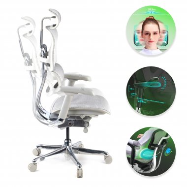 silla ergonomica blanco gris estructura blanca red malla brazos regulables 5d reposacabezas 3