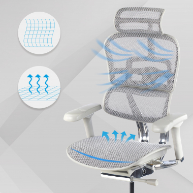 silla ergonomica blanco gris estructura blanca red malla brazos regulables 5d reposacabezas 4