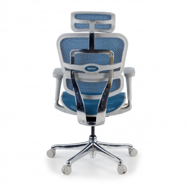 silla ergonomica blanco azul estructura blanca red malla brazos moviles reposacabezas 8