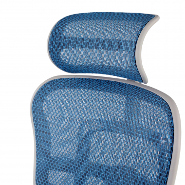 silla ergonomica blanco azul estructura blanca red malla brazos moviles reposacabezas 11