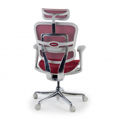 silla ergonomica blanco rojo estructura blanca red malla brazos moviles reposacabezas 8