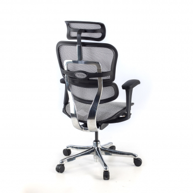 silla ergonomica gris estructura negra red malla brazos moviles reposacabezas 6