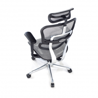 silla ergonomica gris estructura negra red malla brazos moviles reposacabezas 8