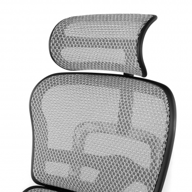 silla ergonomica gris estructura negra red malla brazos moviles reposacabezas 9