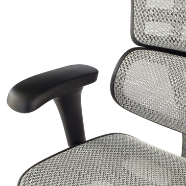 silla ergonomica gris estructura negra red malla brazos moviles reposacabezas 10