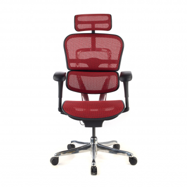 silla ergonomica rojo estructura negra red malla brazos moviles reposacabezas 5