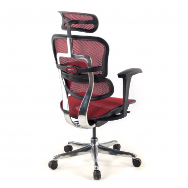 silla ergonomica rojo estructura negra red malla brazos moviles reposacabezas 6