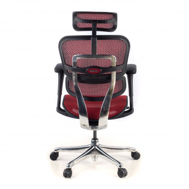 silla ergonomica rojo estructura negra red malla brazos moviles reposacabezas 7