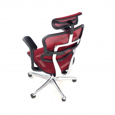 silla ergonomica rojo estructura negra red malla brazos moviles reposacabezas 8