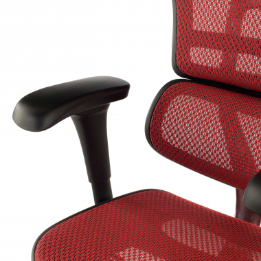silla ergonomica rojo estructura negra red malla brazos moviles reposacabezas 10