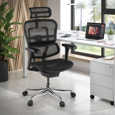 silla ergonomica negro estructura negra red malla brazos moviles reposacabezas 2