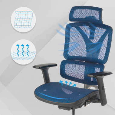 silla ergonomica azul focus malla brazos regulables 3d soporte lumbar 4