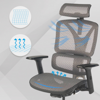 silla ergonomica gris focus malla brazos regulables 3d soporte lumbar 4