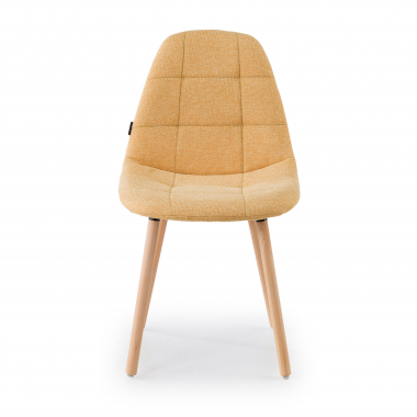silla nordica amarillo patas de madera tela sin brazos 3