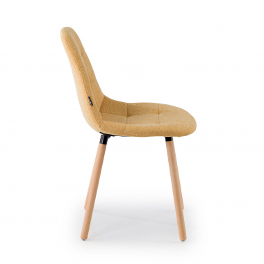 silla nordica amarillo patas de madera tela sin brazos 4