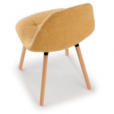 silla nordica amarillo patas de madera tela sin brazos 5