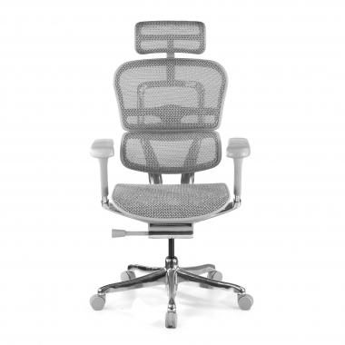 silla ergonomica blanco gris estructura blanca red malla brazos regulables 5d reposacabezas 5