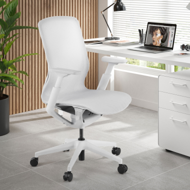 silla oficina de diseno blanco gris kinet malla brazos regulables 3d 2