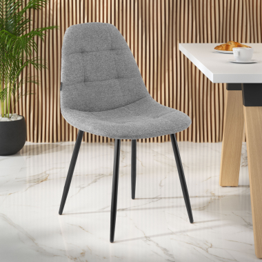 silla nordica gris patas de metal tela sin brazos 2