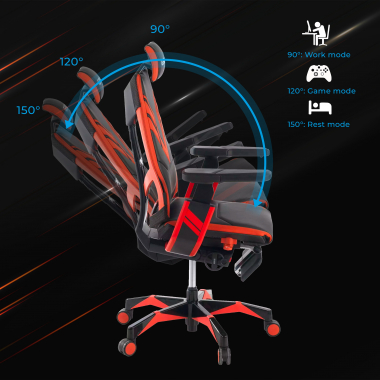 silla gaming rojo genidia piel natural brazos regulables 5d soporte lumbar reposapies extensible 4