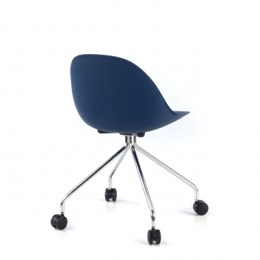 silla de reuniones azul con ruedas plastico sin brazos 5