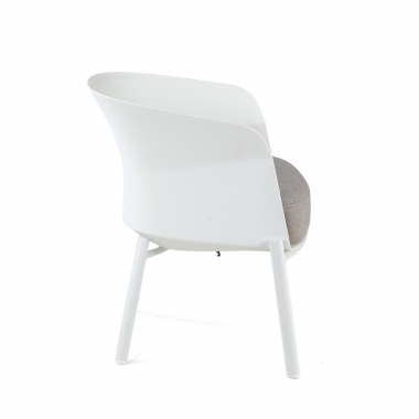 silla sala de espera blanco patas de madera tela sin brazos 4