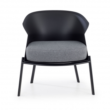 silla sala de espera negro patas de madera tela sin brazos 3