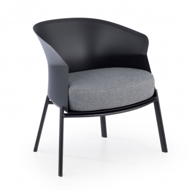 silla sala de espera negro patas de madera tela sin brazos 1