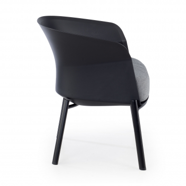 silla sala de espera negro patas de madera tela sin brazos 4