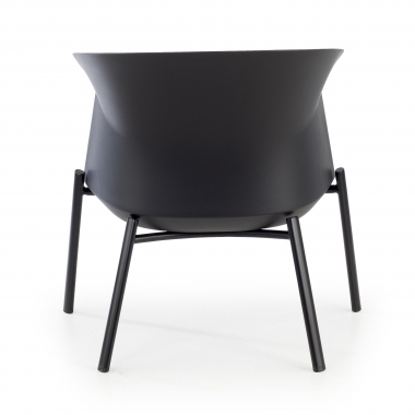 silla sala de espera negro patas de madera tela sin brazos 6