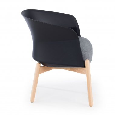 silla sala de espera negro patas de metal tela sin brazos 4