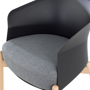 silla sala de espera negro patas de metal tela sin brazos 5