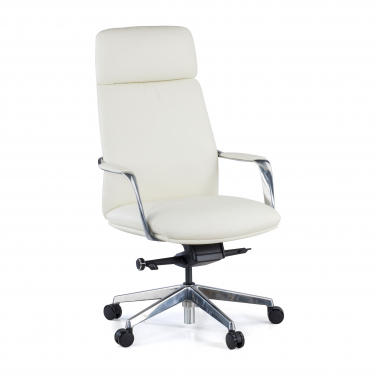sillon de oficina blanco prestige piel natural brazos tapizados 1