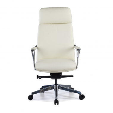 sillon de oficina blanco prestige piel natural brazos tapizados 3