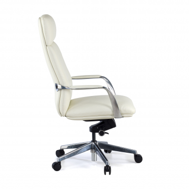 sillon de oficina blanco prestige piel natural brazos tapizados 4