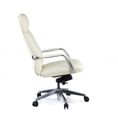 sillon de oficina blanco prestige piel natural brazos tapizados 6