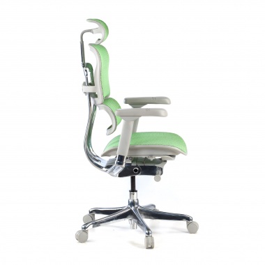 silla ergonomica blanco verde estructura blanca red malla brazos regulables 5d reposacabezas 4