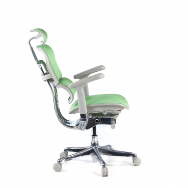 silla ergonomica blanco verde estructura blanca red malla brazos regulables 5d reposacabezas 5