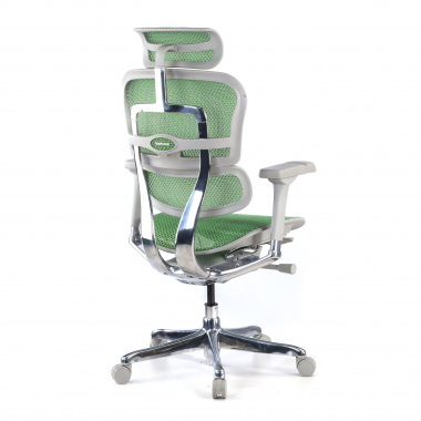 silla ergonomica blanco verde estructura blanca red malla brazos regulables 5d reposacabezas 6