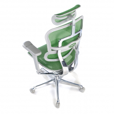 silla ergonomica blanco verde estructura blanca red malla brazos regulables 5d reposacabezas 7