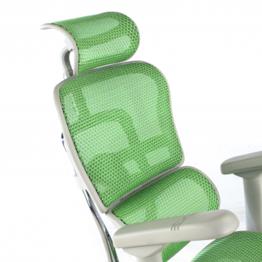 silla ergonomica blanco verde estructura blanca red malla brazos regulables 5d reposacabezas 9