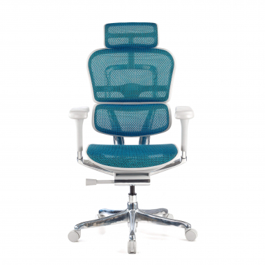 silla ergonomica blanco azul estructura blanca red malla brazos regulables 5d reposacabezas 3